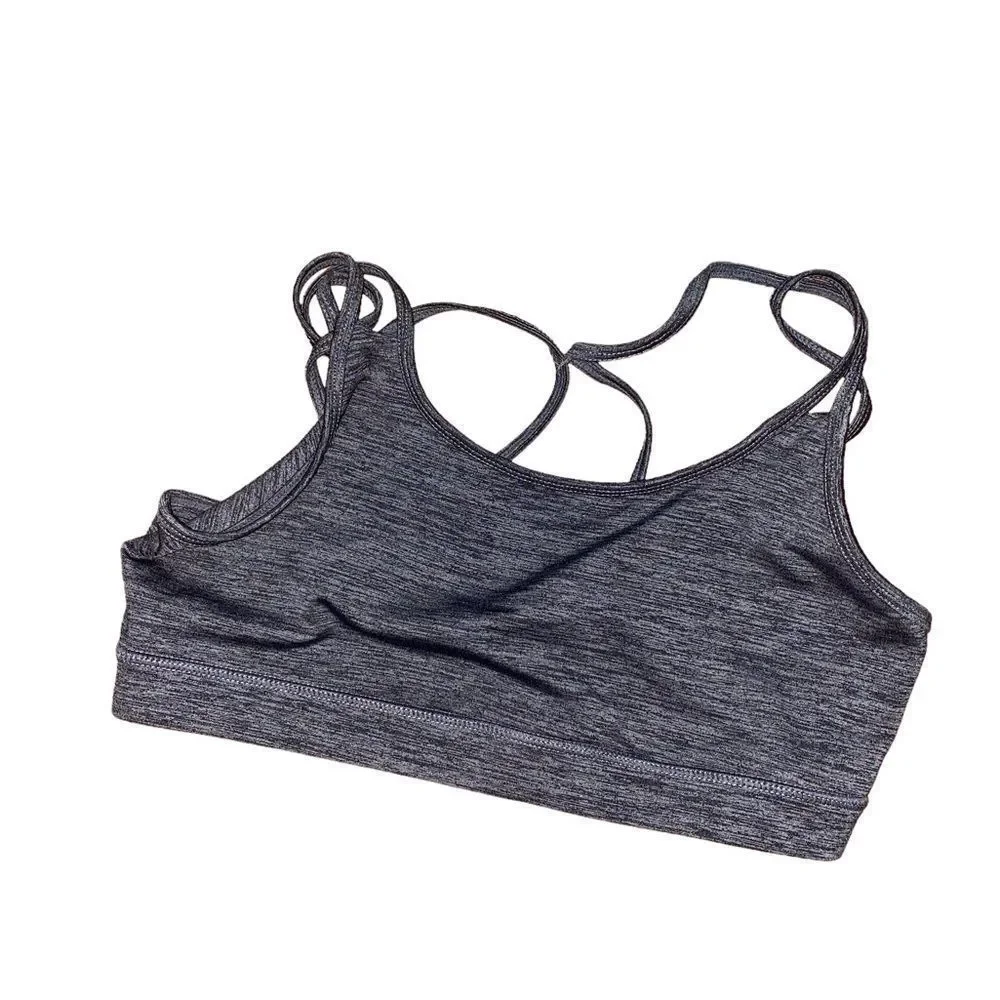 Cute Gray Gaia Strappy Sports Bra large